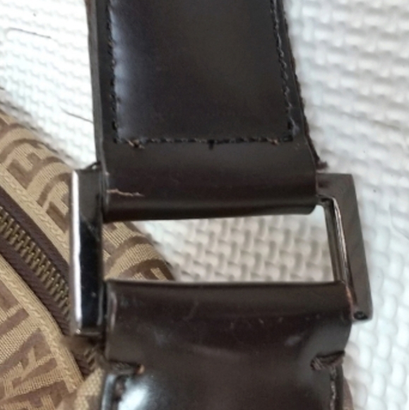 FENDI One Shoulder Tote Bag Zucchino Canvas Leather Used Authentic - Picture 11 of 15